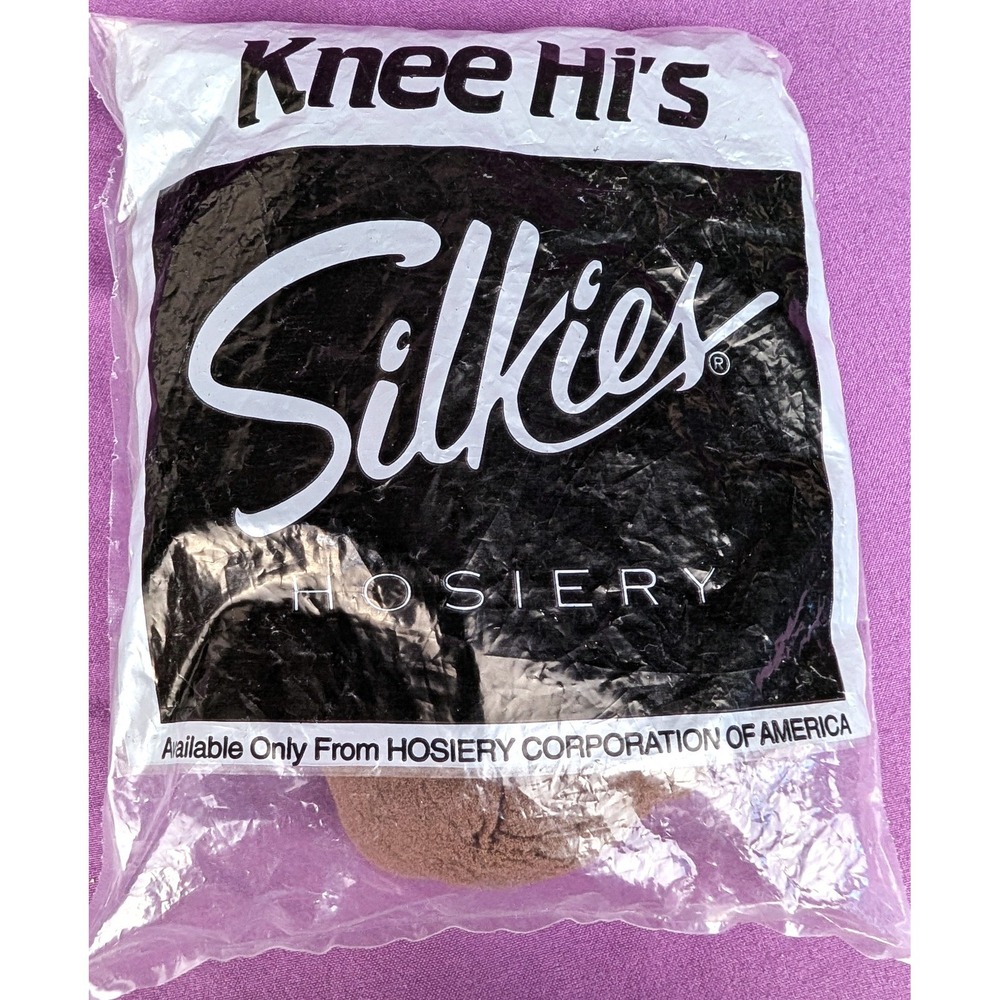 Silkies Knee Hi's Mocha 3 Pair Pack 004 Made In USA One Size Stay Up Band